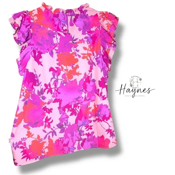 ENTRO | Flutter Ruffle Sleeve Floral Top Size:XL - Picture 2 of 8